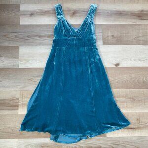 Vintage Nanette Lepore Velvet Empire Waist Dress Teal Size 10 Fairy Whimsy
